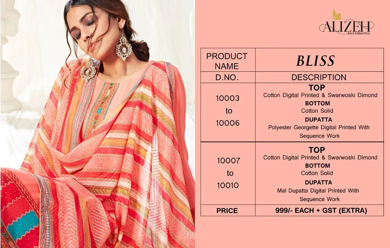 Alizeh Presents Bliss Pure Cotton Casual Wear Salwar Suits