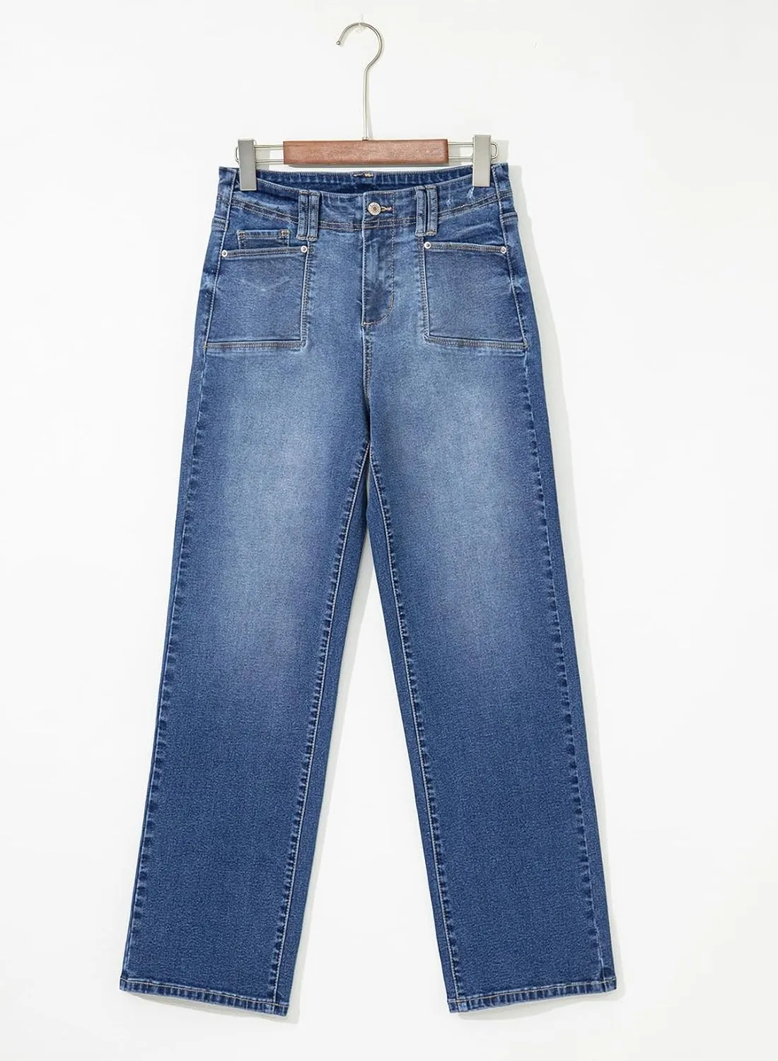 Astylish Womens Wide Leg Jeans High Waisted Stretchy Buttoned Denim Pants Trendy 2025 with Pocket