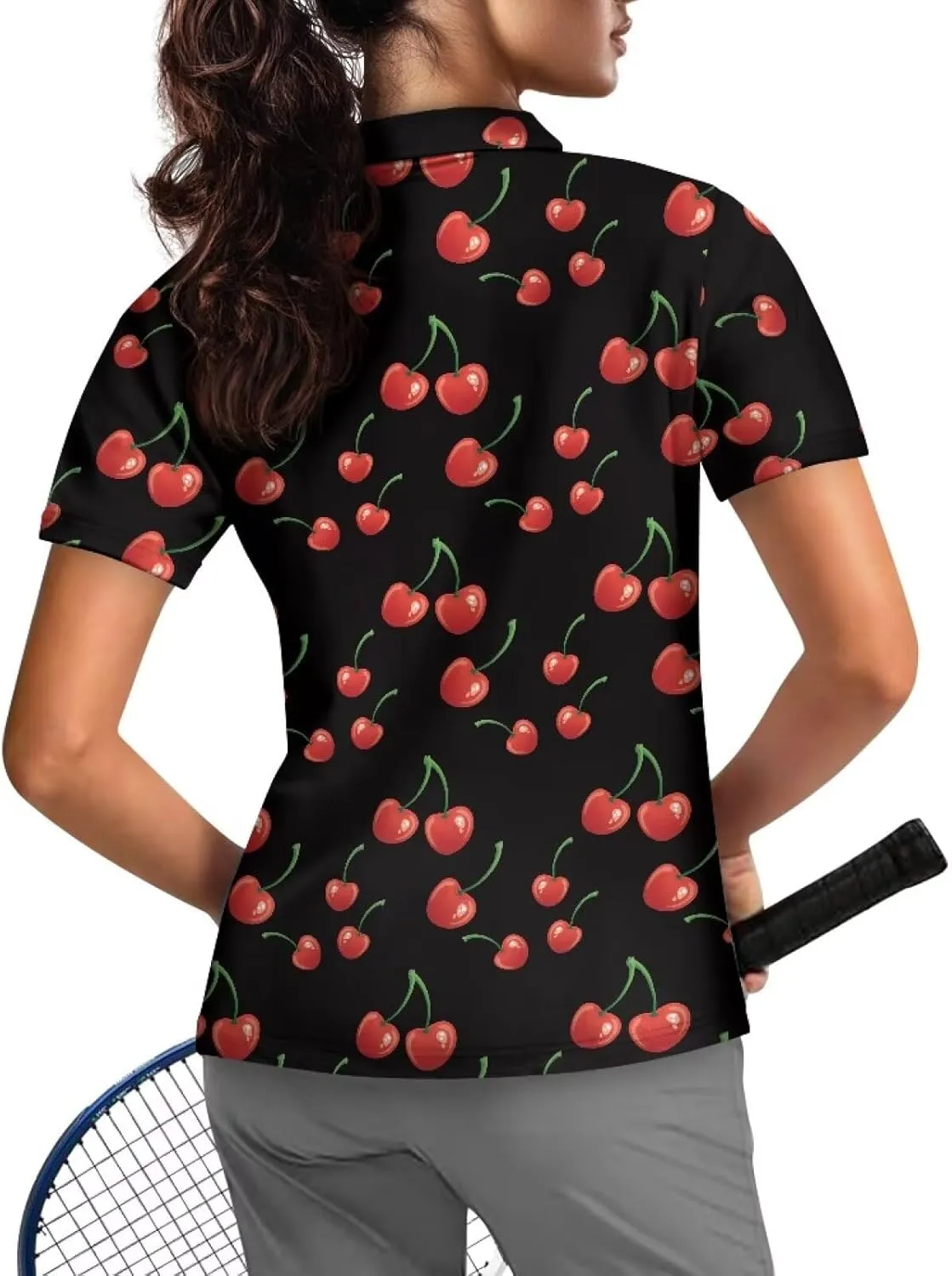 Biyejit Womens Golf Polo Shirts 1/4 Zip Up Short Sleeve Quick Dry Workout Tops Sun Protection Tennis Shirts Slim Fit