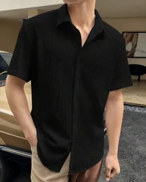 Black Colour Men Casual Wear Cotton Structured Shirt