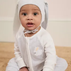 Bunny Raglan Zip-Up Sleepsuit