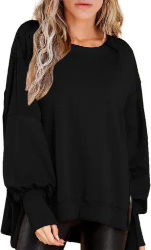 BWQ Womens Oversized Sweatshirt Crewneck Long Sleeve Shirts Pullover Sweatshirts S-2XL