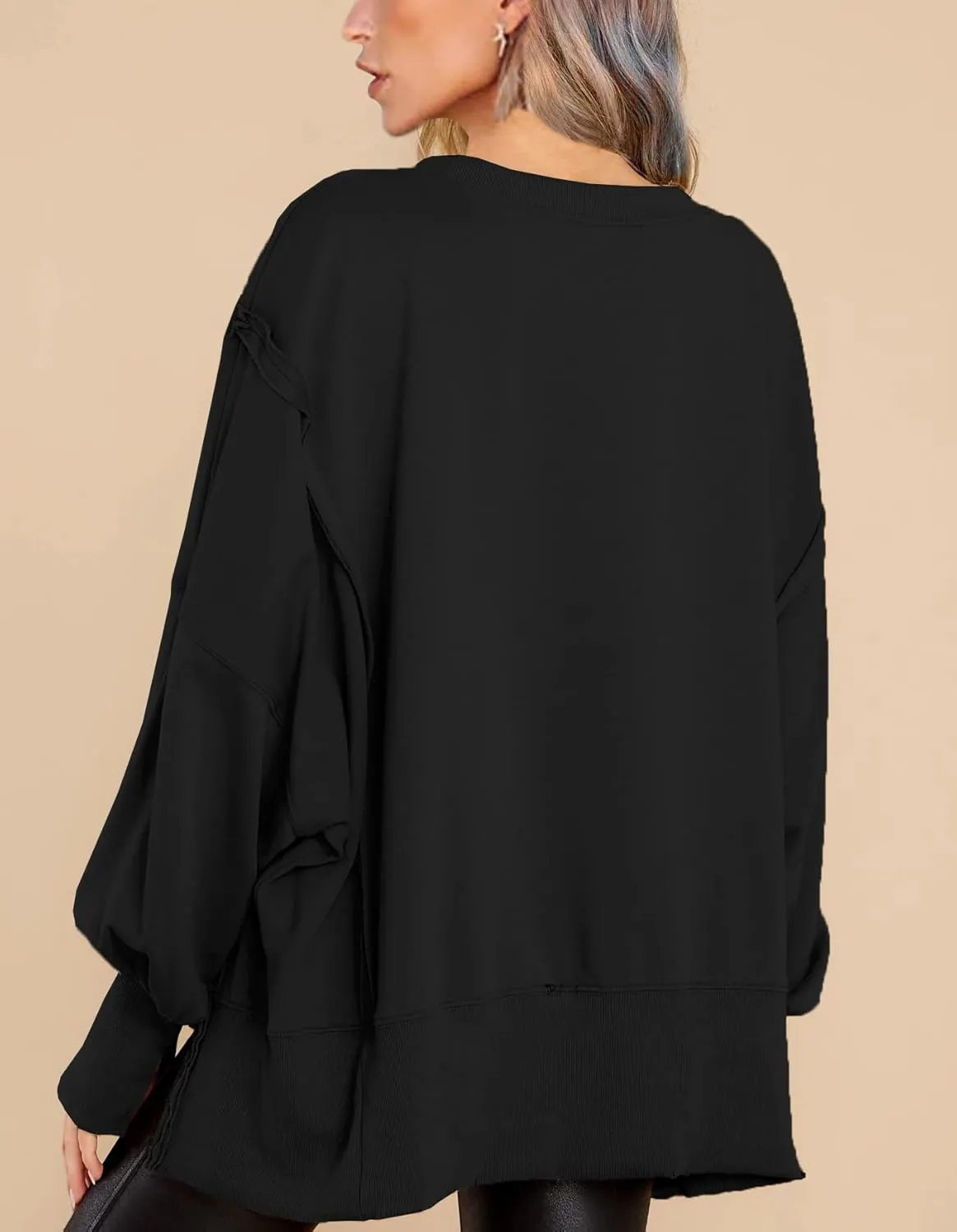 BWQ Womens Oversized Sweatshirt Crewneck Long Sleeve Shirts Pullover Sweatshirts S-2XL
