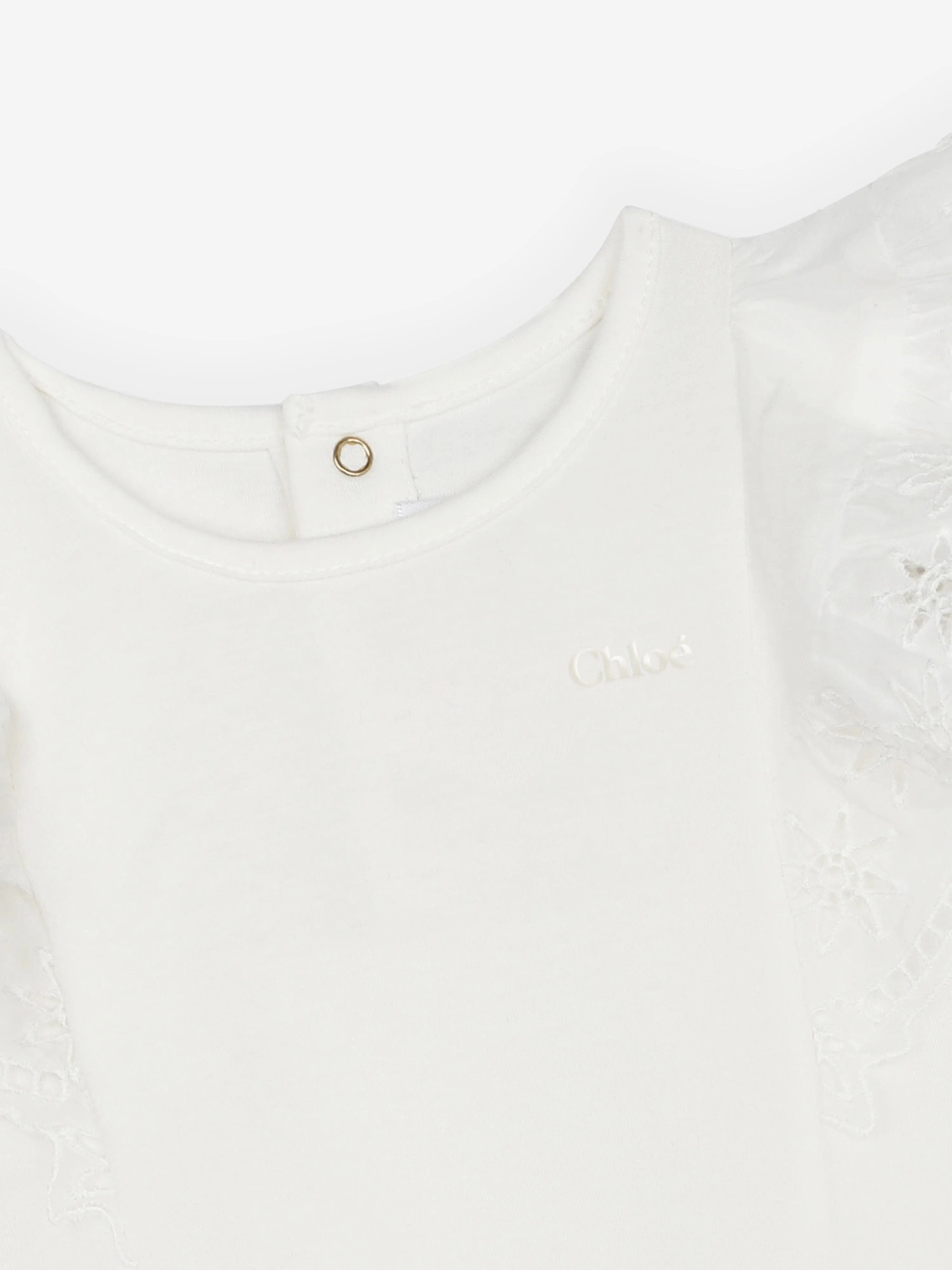 Chloé Baby Girls Embroidered Ruffle T-Shirt in White