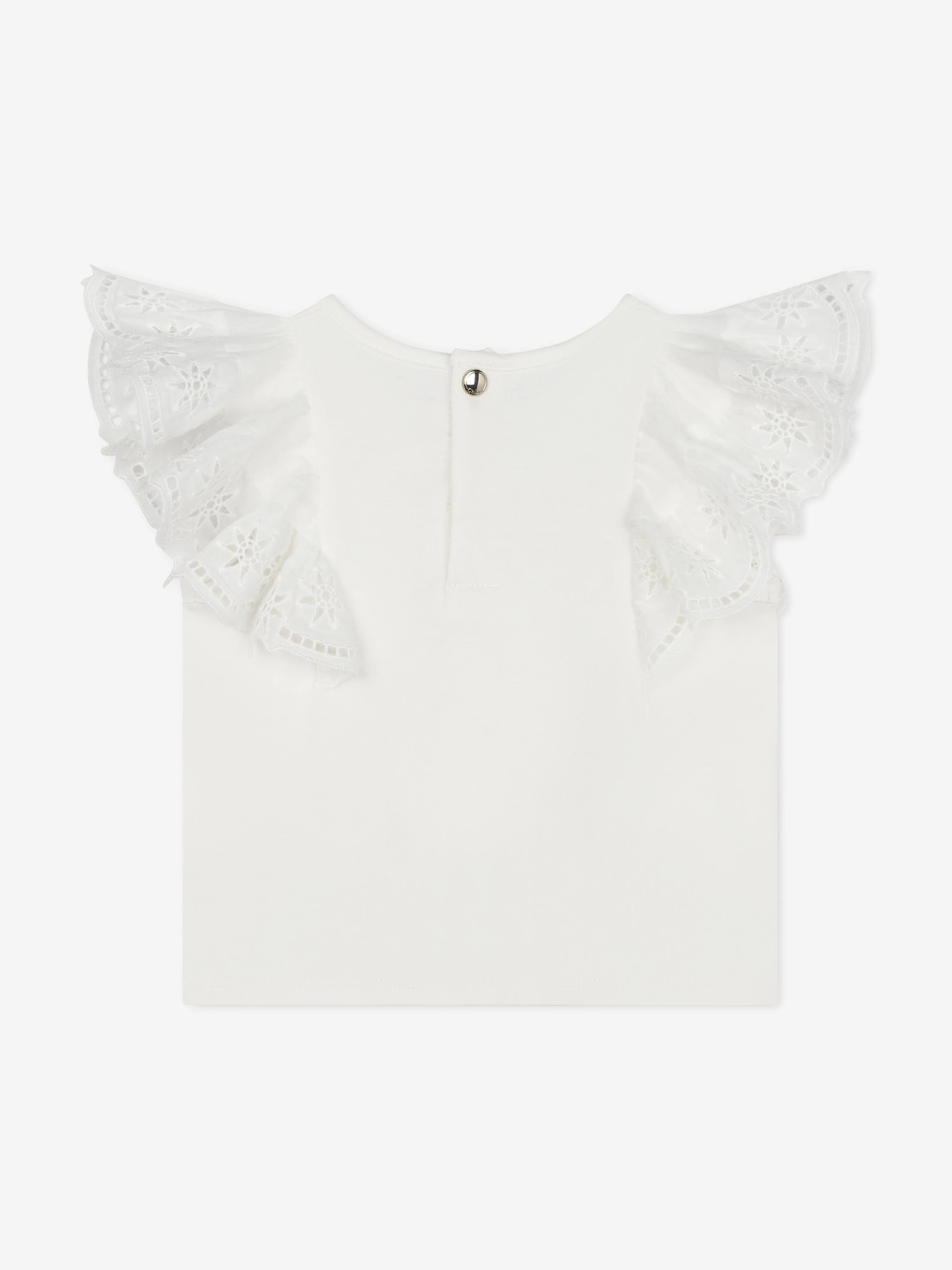 Chloé Baby Girls Embroidered Ruffle T-Shirt in White