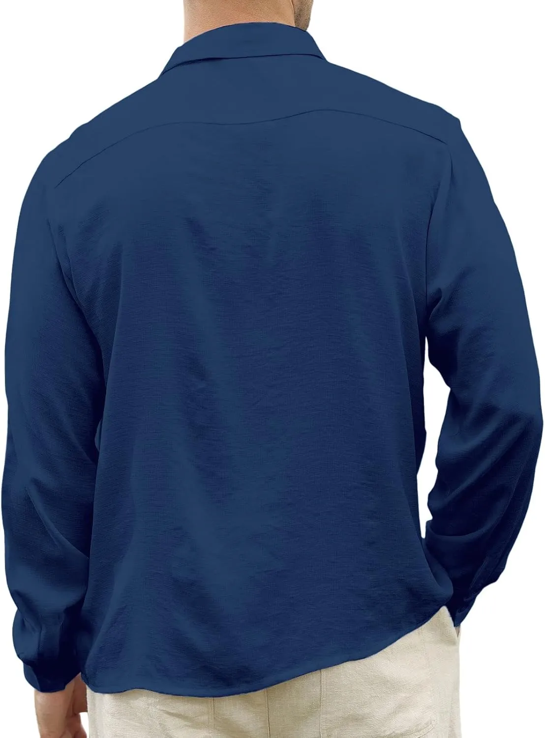 CTU Men's Fashion Summer Casual Button Down Shirt Long Sleeve Solid Color Holiday Beach Shirts