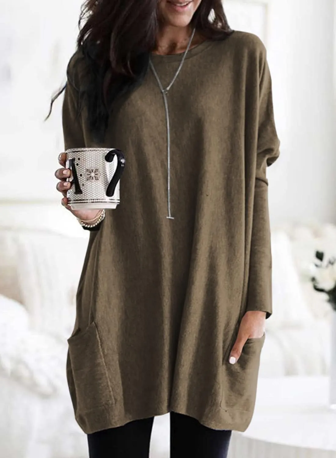 Dokotoo Womens 2025 Spring Outfits Casual Long Sleeve Shirts Lightweight Sweatshirts Fashion Tunic Tops with Pockets