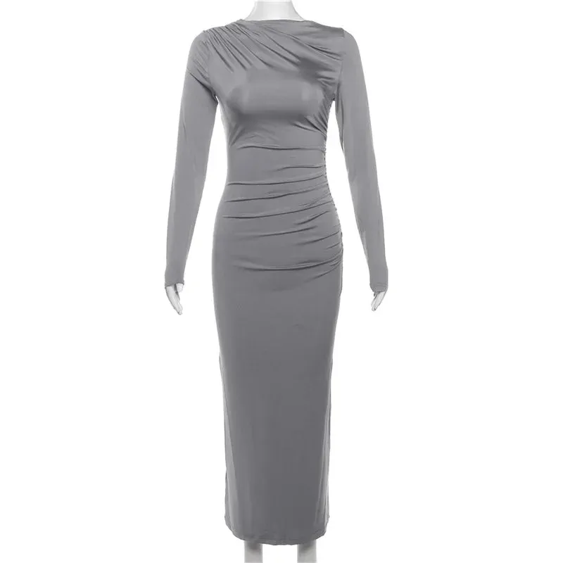 DressBetty - 2024 Spring Elegant O-neck Long Sleeve Bodycon Dress