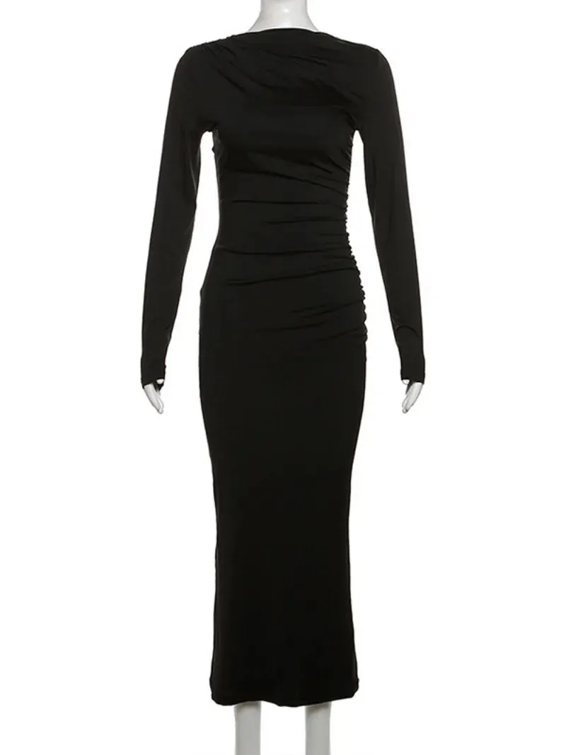 DressBetty - 2024 Spring Elegant O-neck Long Sleeve Bodycon Dress