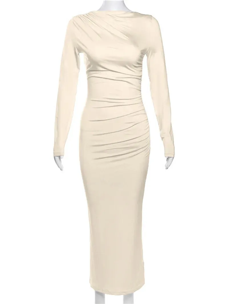 DressBetty - 2024 Spring Elegant O-neck Long Sleeve Bodycon Dress