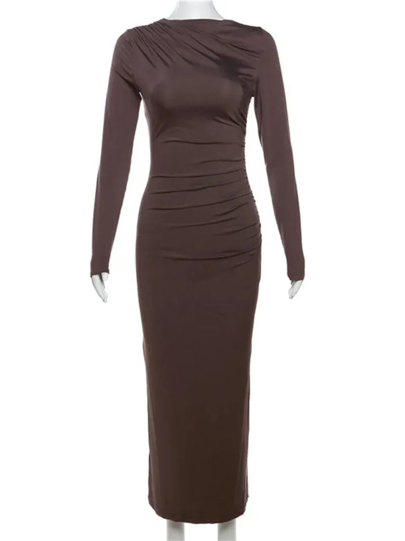 DressBetty - 2024 Spring Elegant O-neck Long Sleeve Bodycon Dress