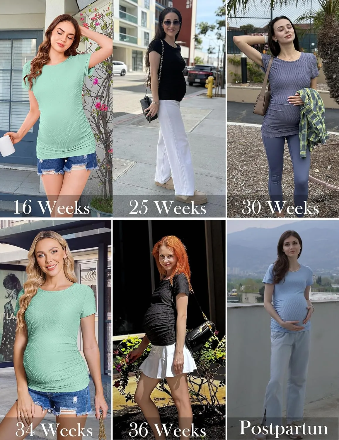 Ekouaer Womens Maternity Shirts 3 Packs Round Neck Short Sleeve Side Ruched Swiss Dot T Shirt Tops S-XXL