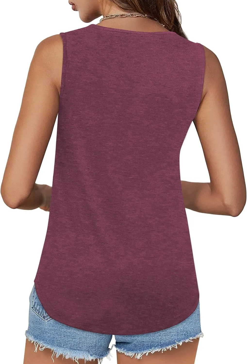 Elesomo Womens Shirts Casual Square Neck Sleeveless Tunic Tops for Leggings
