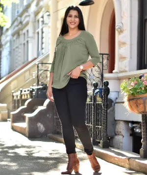 EMBER ruched tee in Olive