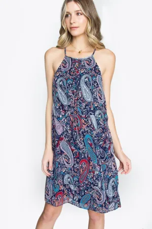 Empire Waist Halter Paisley Dress