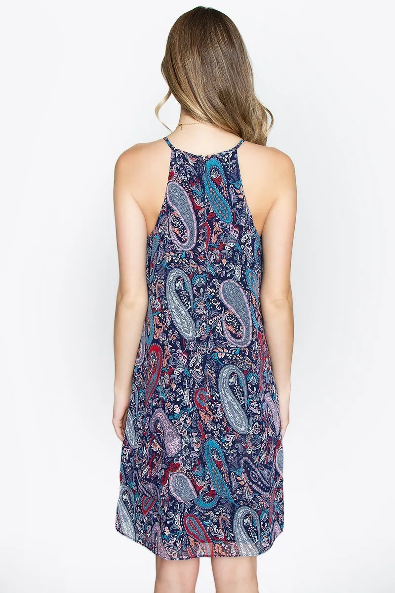Empire Waist Halter Paisley Dress