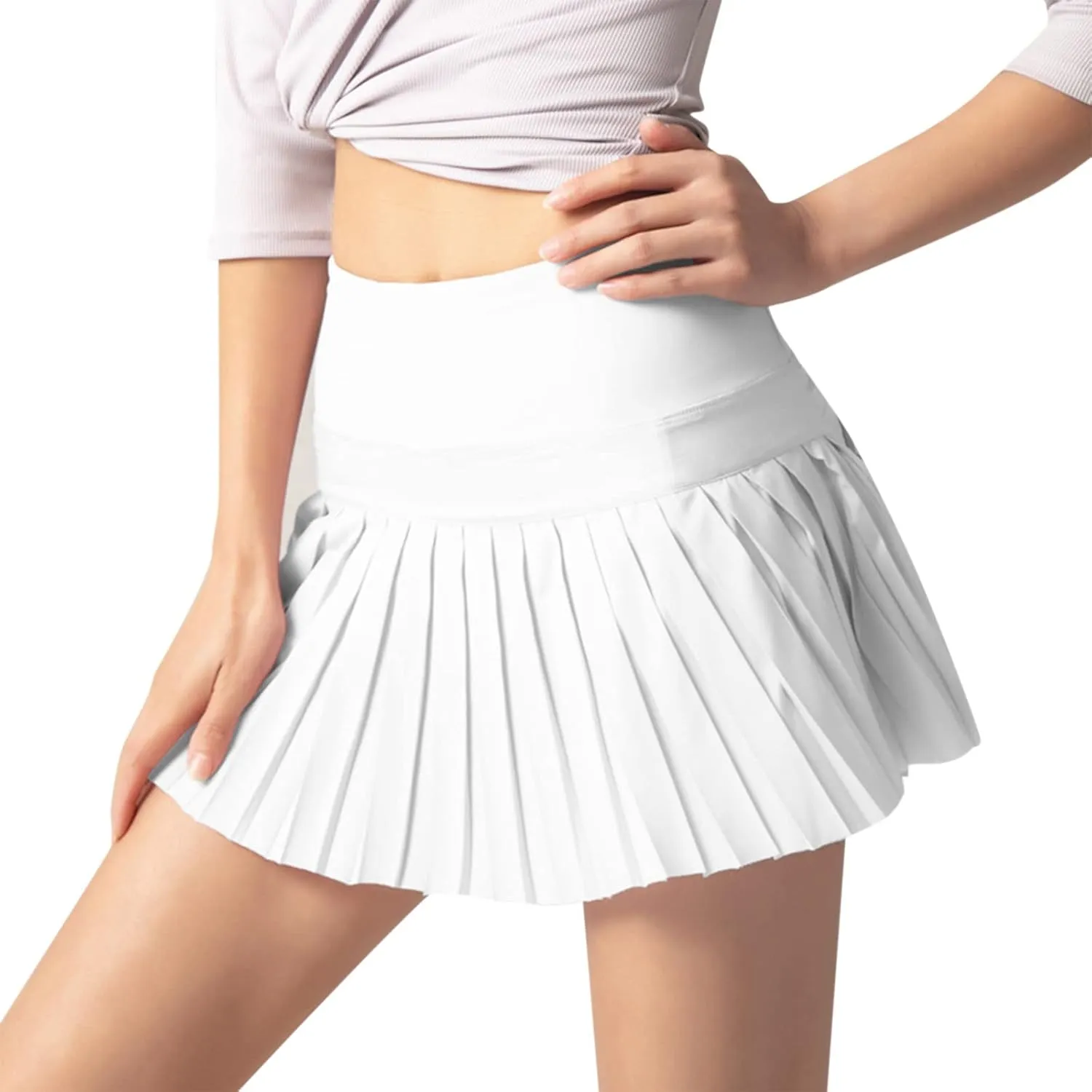 Flowy Skirts for Women Sports Tennis High Elastic Waist Pleated Trendy Athletic Shorts Skirt with Liner Yoga Clothes