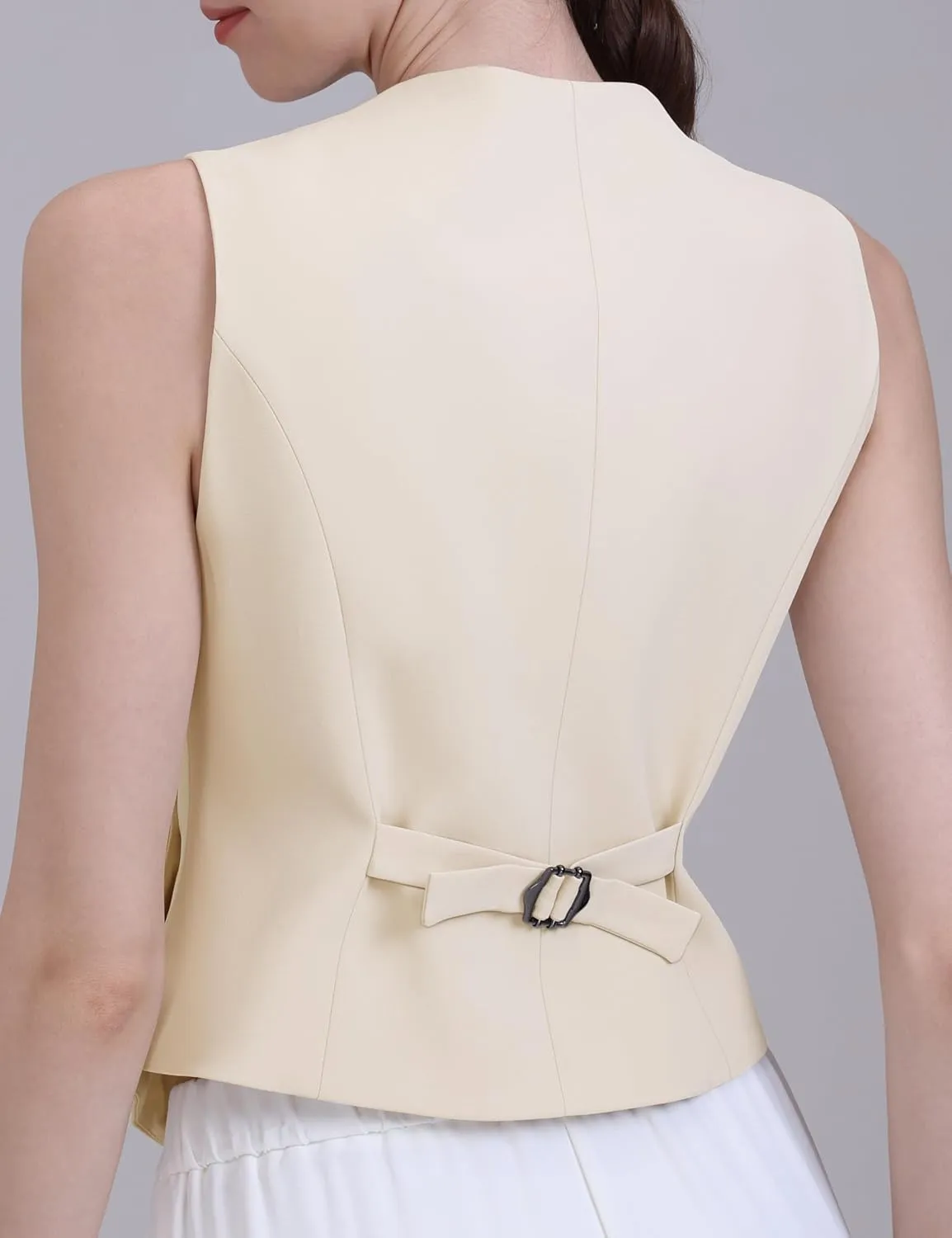 Foucome Vest for Women V Neck Button Up Asymmetrical Hem Dressy Casual Suit Vest Waistcoat