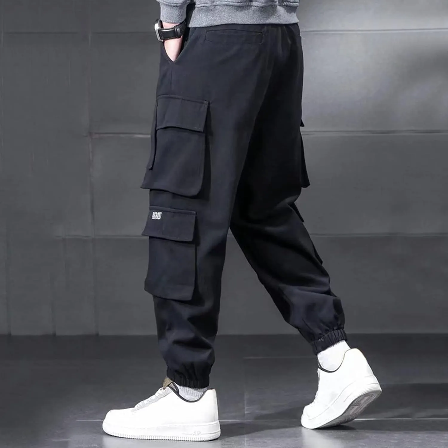 GIERIDUC Men's Faux Leather Pants Mens Pants Casual Relaxed Fit Joggers Black Pleather Pants for Men Mens Jogger Cargo Pants