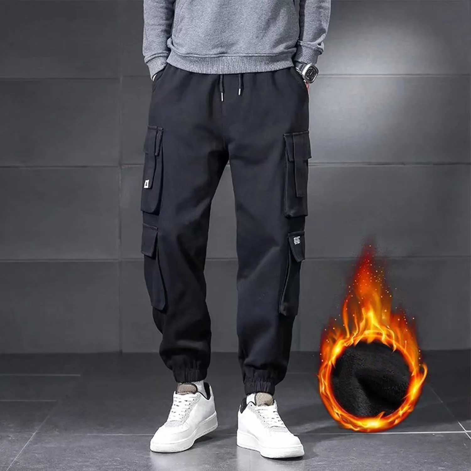 GIERIDUC Men's Faux Leather Pants Mens Pants Casual Relaxed Fit Joggers Black Pleather Pants for Men Mens Jogger Cargo Pants