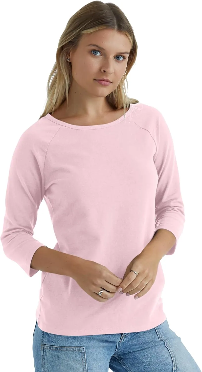Hanes Women's Raglan Sleeve Stretch Cotton Crewneck Tee
