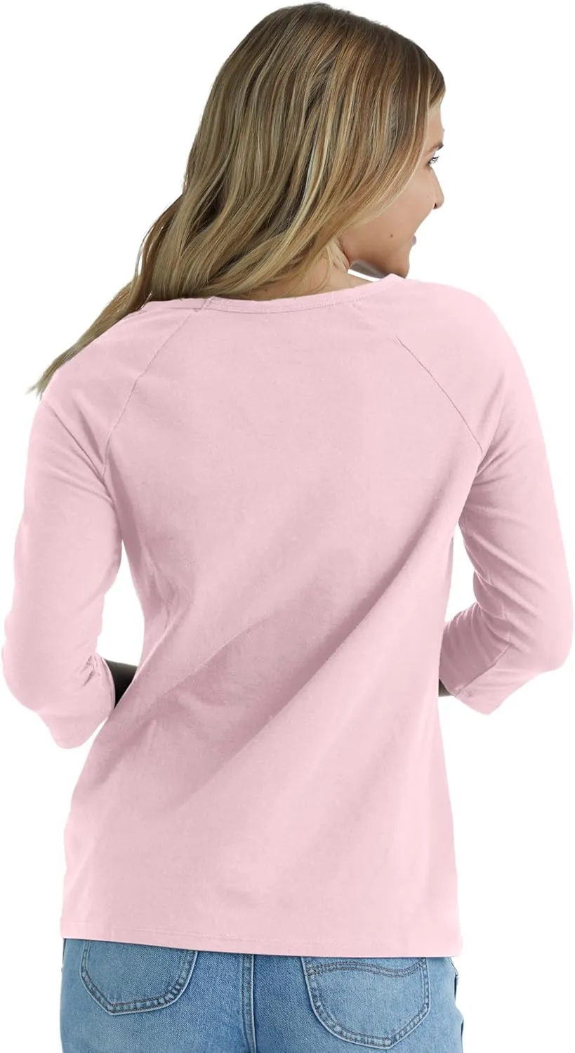 Hanes Women's Raglan Sleeve Stretch Cotton Crewneck Tee