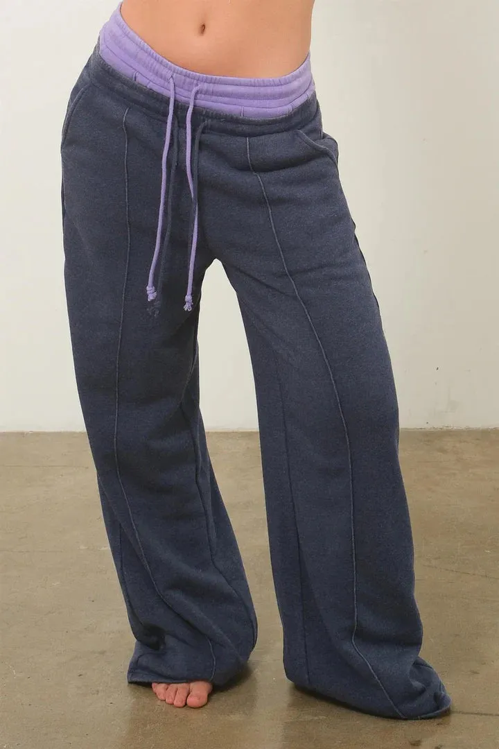 Hyfve Double Zero High Waist Drawstring Sweatpants In Dark Knight