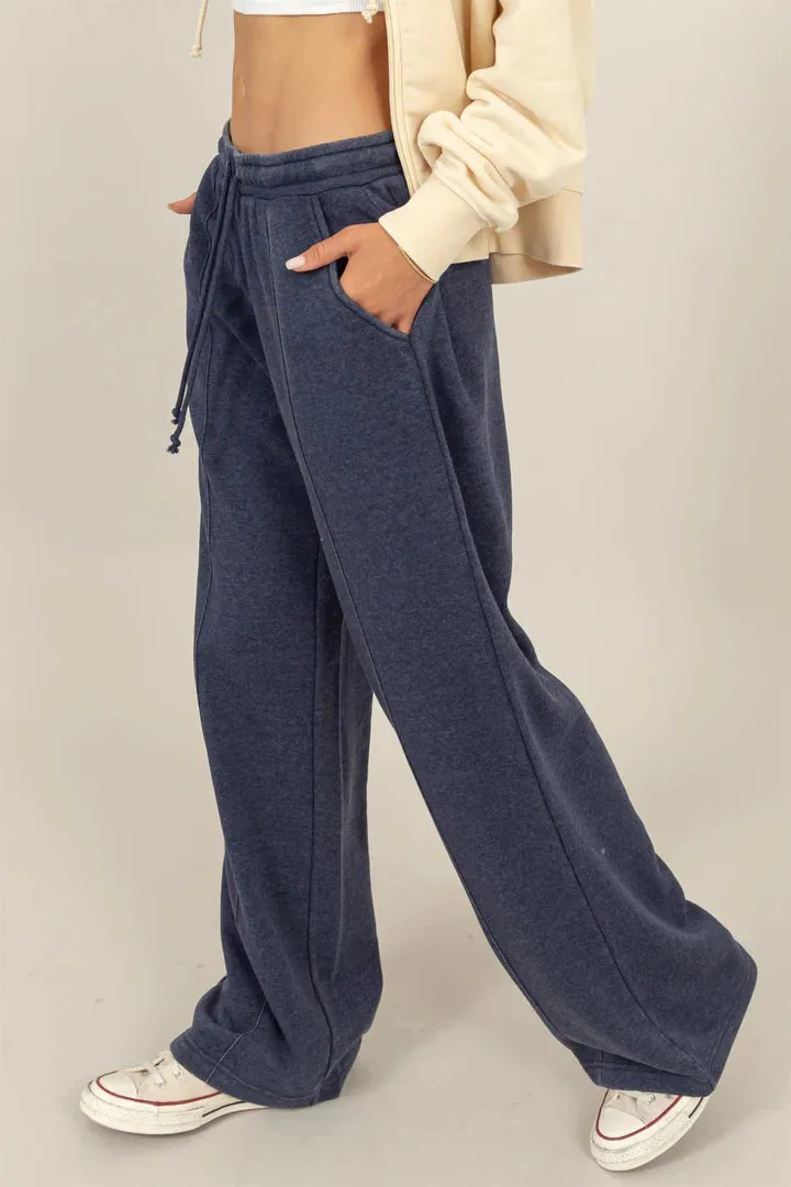 Hyfve Double Zero High Waist Drawstring Sweatpants In Dark Knight