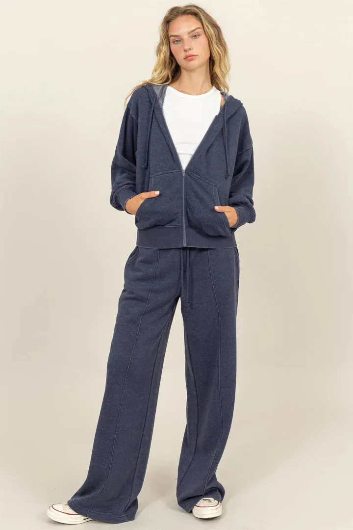 Hyfve Double Zero High Waist Drawstring Sweatpants In Dark Knight