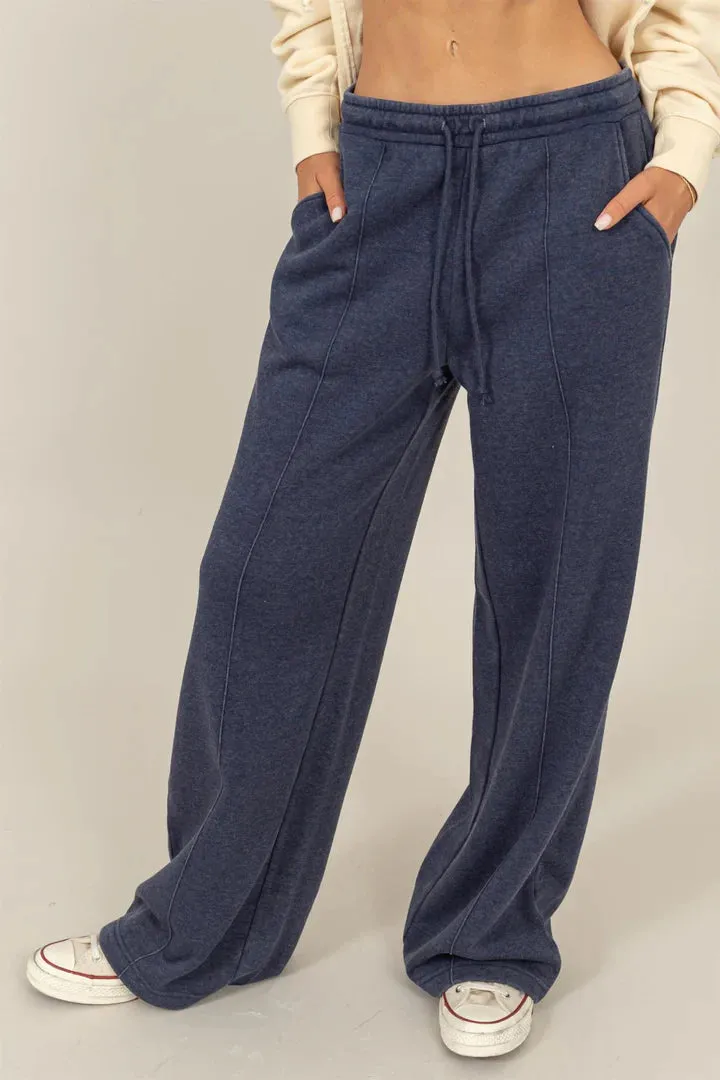 Hyfve Double Zero High Waist Drawstring Sweatpants In Dark Knight