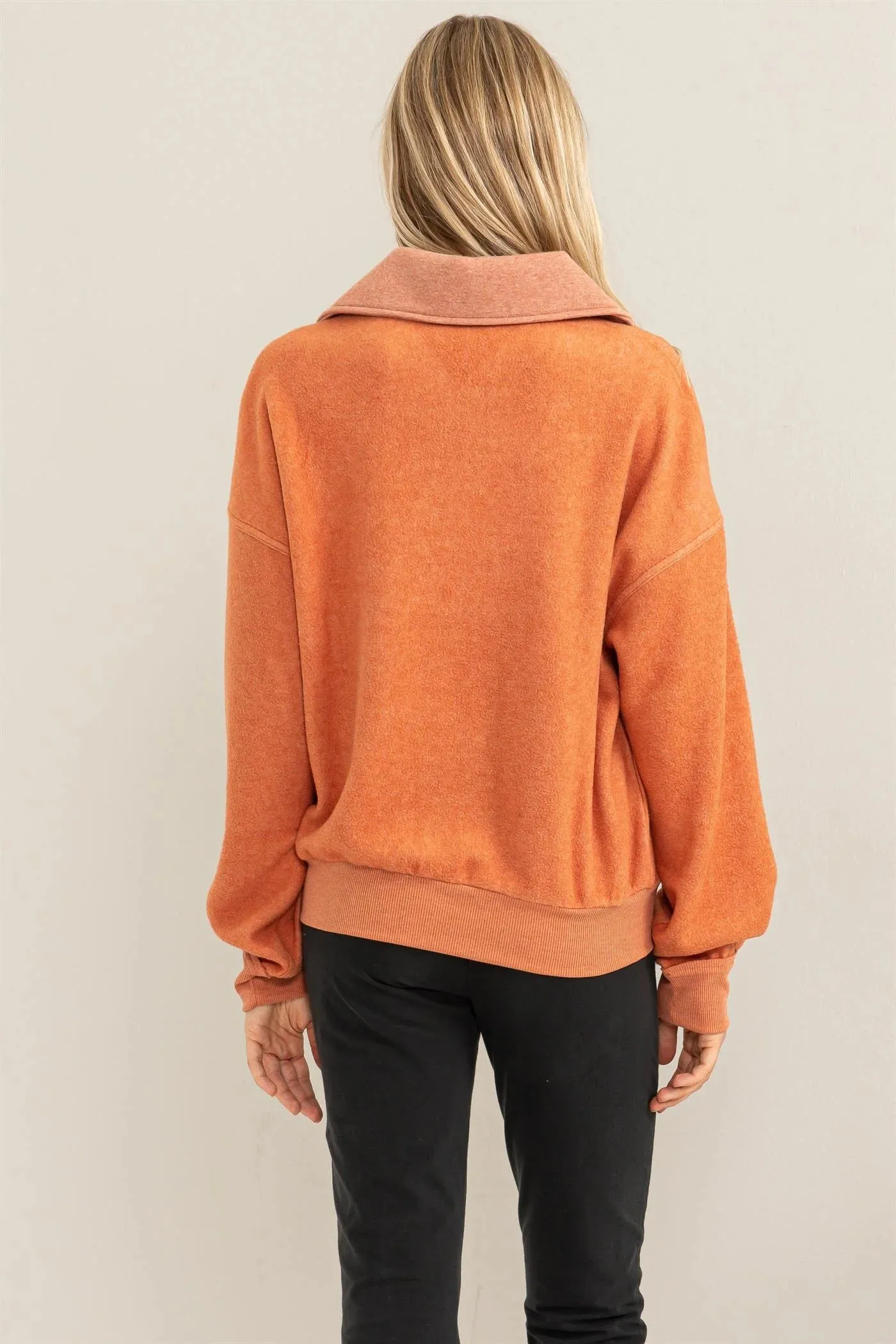 Hyfve Double Zero Stylish Sensation Half-Zip Sweatshirt In Baked Clay