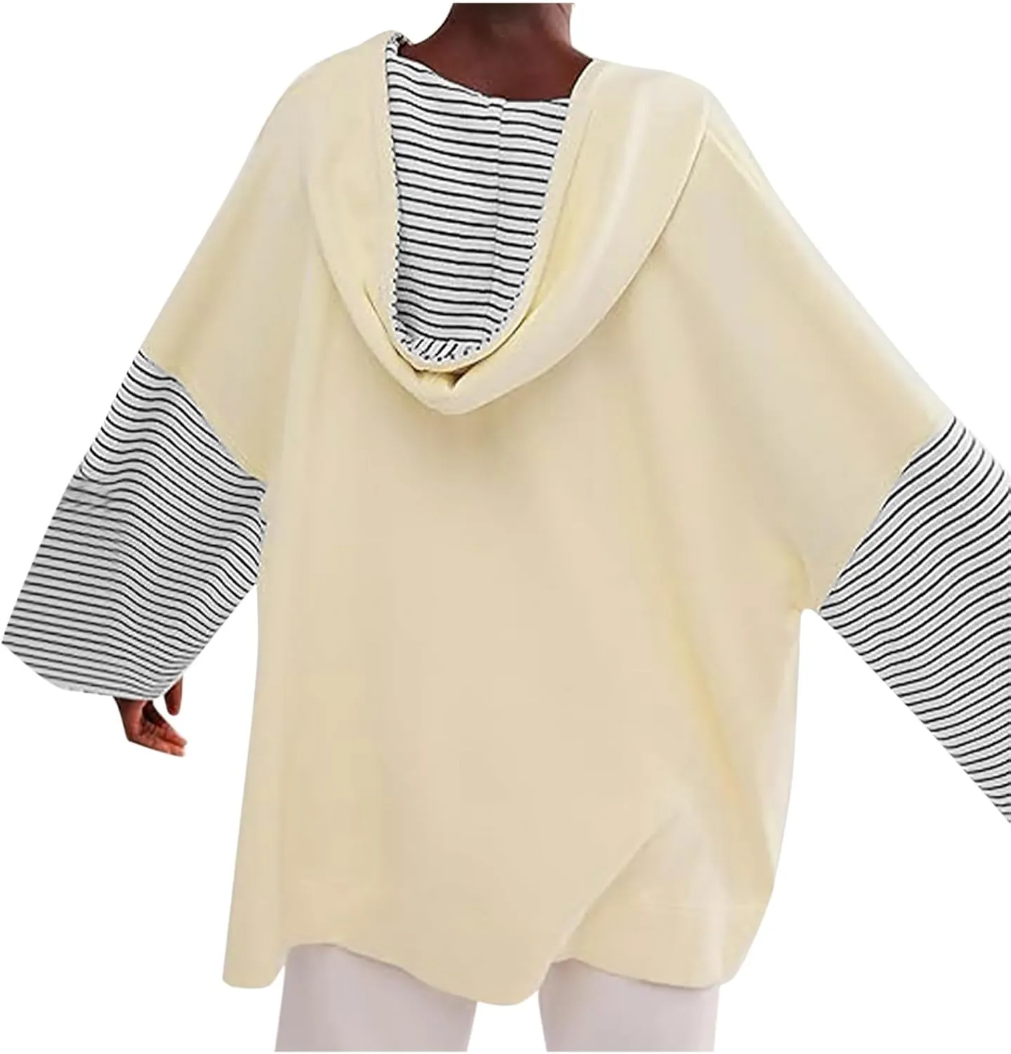 Lightweight Hoodie Sweatshirts For Women 2024 Casual Long Sleeve v Neck Pullover Tops Color Block Oversized Sweatshirt