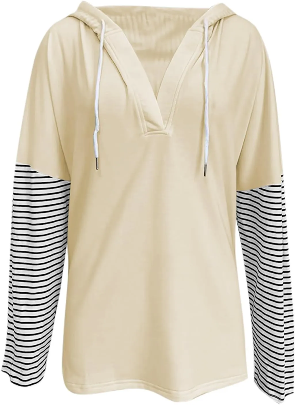 Lightweight Hoodie Sweatshirts For Women 2024 Casual Long Sleeve v Neck Pullover Tops Color Block Oversized Sweatshirt