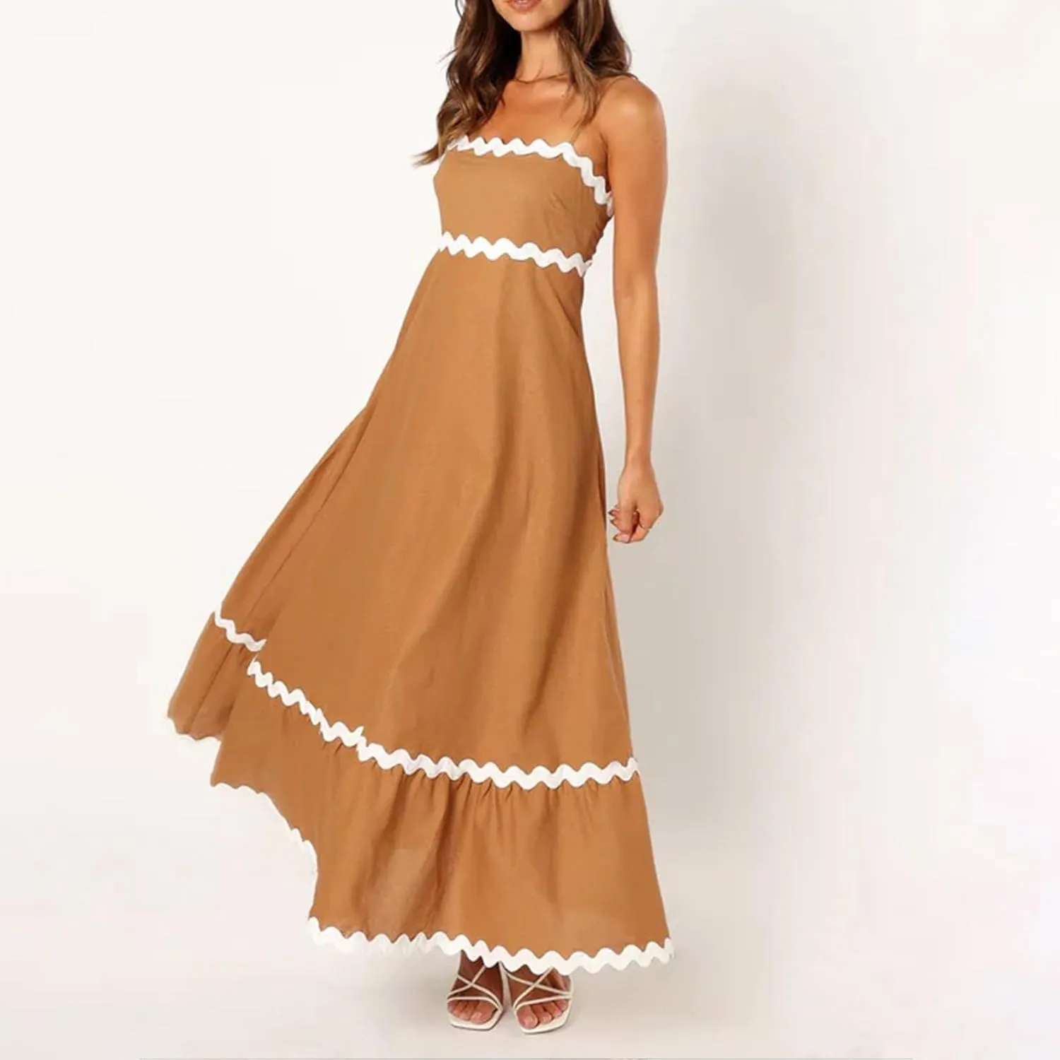 Long Dresses for Women 2025 Trendy Sexy Halter Y2K Maxi Dresses Casual Loose Summer Tank Sundresses Wedding Dress