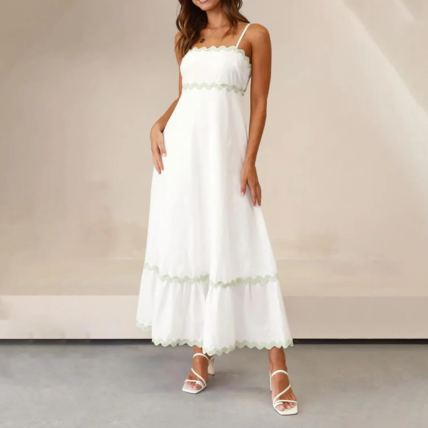 Long Dresses for Women 2025 Trendy Sexy Halter Y2K Maxi Dresses Casual Loose Summer Tank Sundresses Wedding Dress