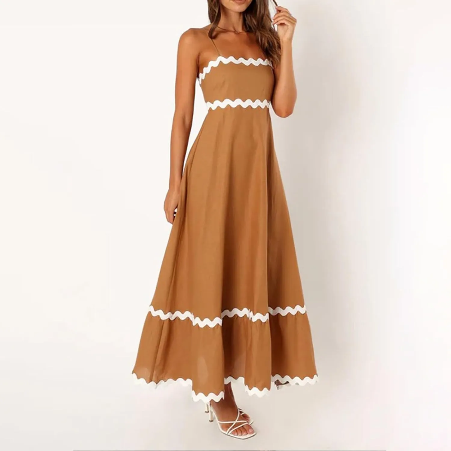 Long Dresses for Women 2025 Trendy Sexy Halter Y2K Maxi Dresses Casual Loose Summer Tank Sundresses Wedding Dress