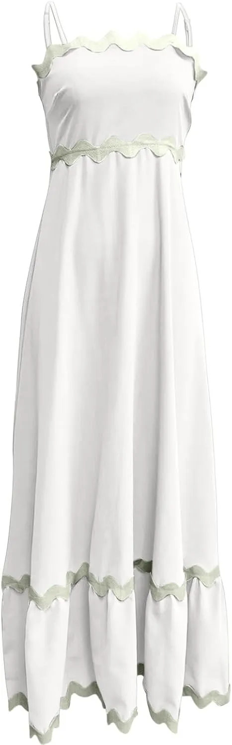 Long Dresses for Women 2025 Trendy Sexy Halter Y2K Maxi Dresses Casual Loose Summer Tank Sundresses Wedding Dress