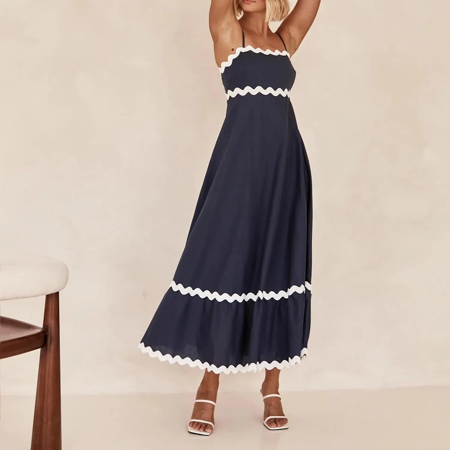 Long Dresses for Women 2025 Trendy Sexy Halter Y2K Maxi Dresses Casual Loose Summer Tank Sundresses Wedding Dress