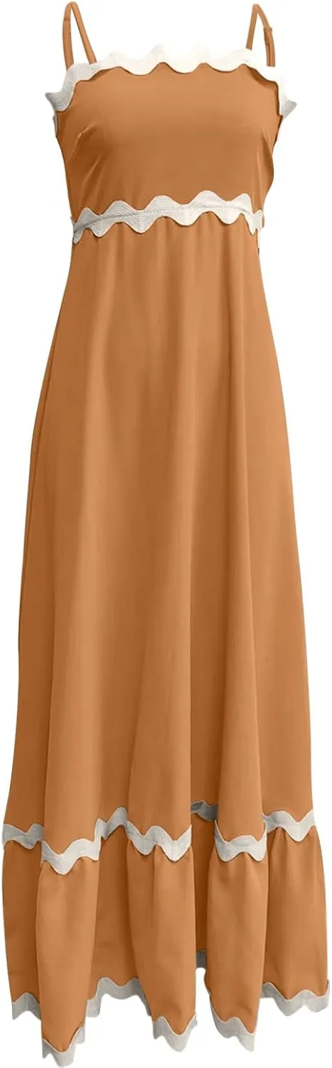 Long Dresses for Women 2025 Trendy Sexy Halter Y2K Maxi Dresses Casual Loose Summer Tank Sundresses Wedding Dress