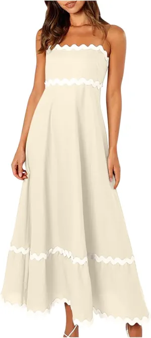 Long Dresses for Women 2025 Trendy Sexy Halter Y2K Maxi Dresses Casual Loose Summer Tank Sundresses Wedding Dress