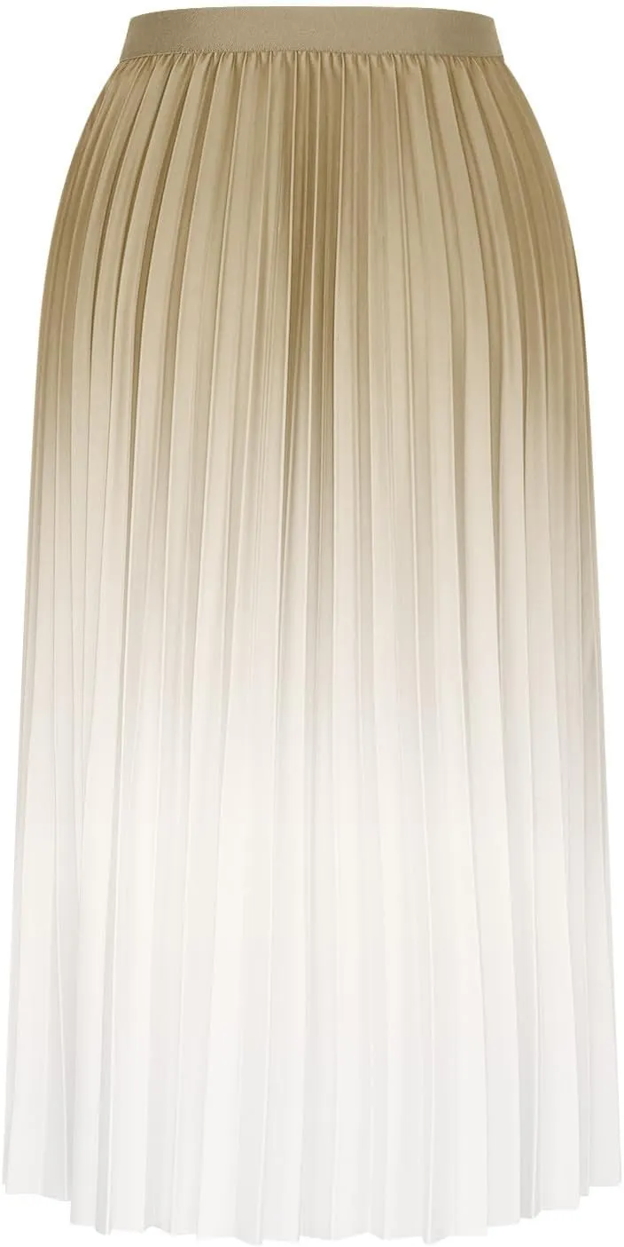 Long Skirts for Women Trendy High Waisted A Line Maxi Skirt Casual Gradient Flowy Pleated Vacation Boho Beach Skirt