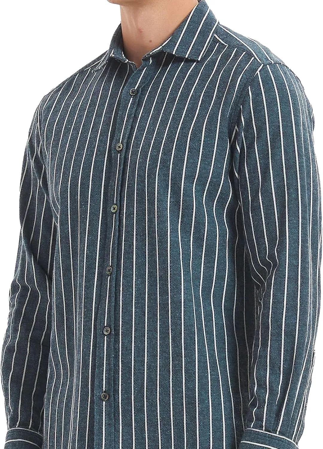 Long Sleeve Shirts for Men Striped Button Down Shirt Mens Casual Dress Shirts Cotton Linen Business Regular Fit Shirt
