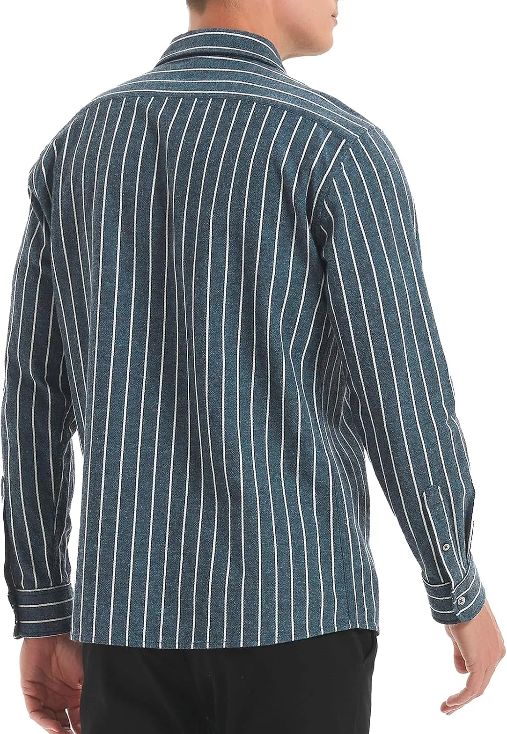 Long Sleeve Shirts for Men Striped Button Down Shirt Mens Casual Dress Shirts Cotton Linen Business Regular Fit Shirt