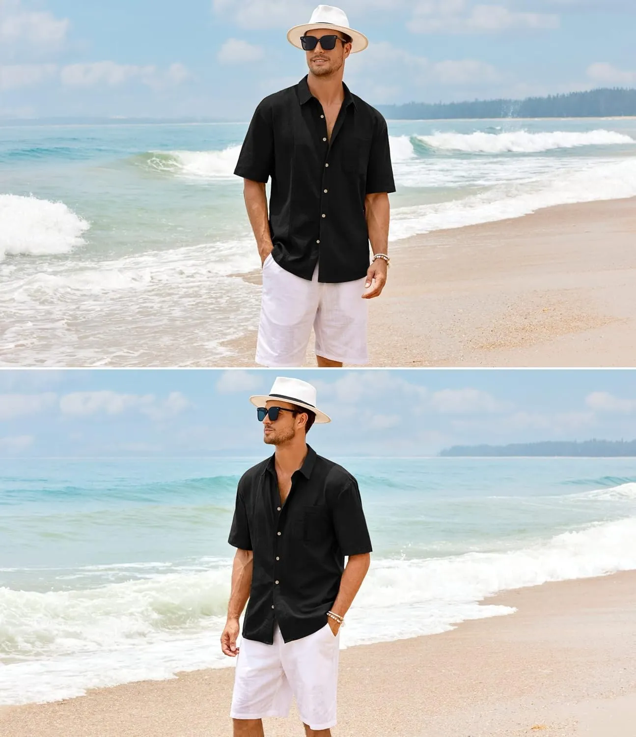 Mens Beach Linen Shirts Short Sleeve Cuban Button Down Casual Summer T Shirt Guayabera Hawaiian Tee Loose Fit Tops