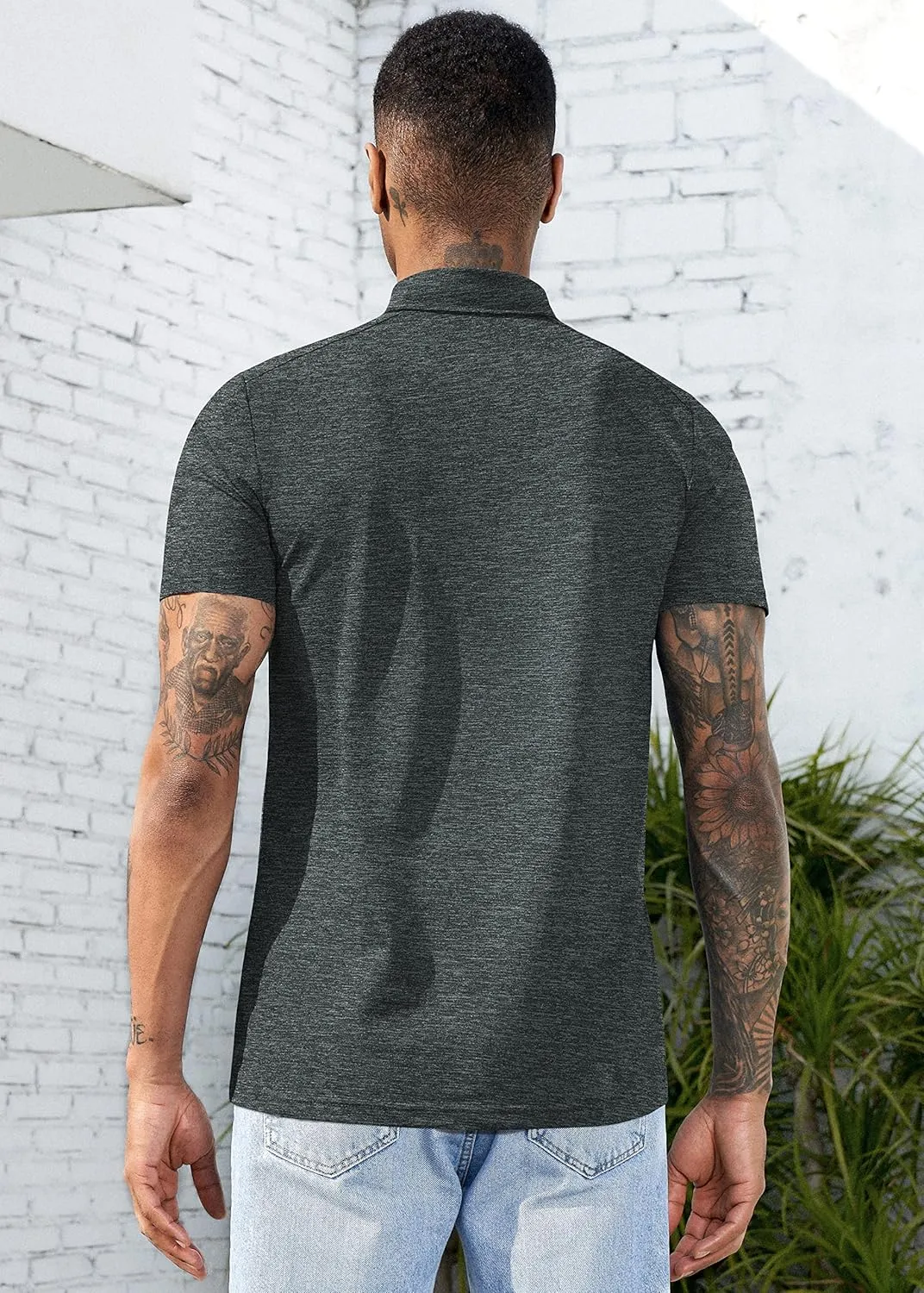 Mens Quick Dry Performance Golf Polo Shirts Short Sleeve Summer Casual Athletic Collared Shirt