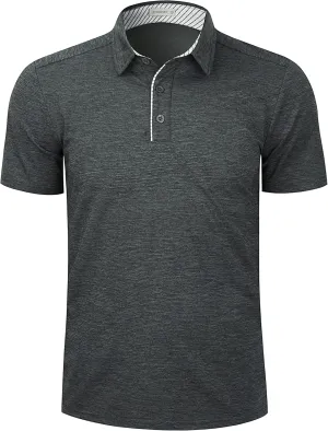 Mens Quick Dry Performance Golf Polo Shirts Short Sleeve Summer Casual Athletic Collared Shirt