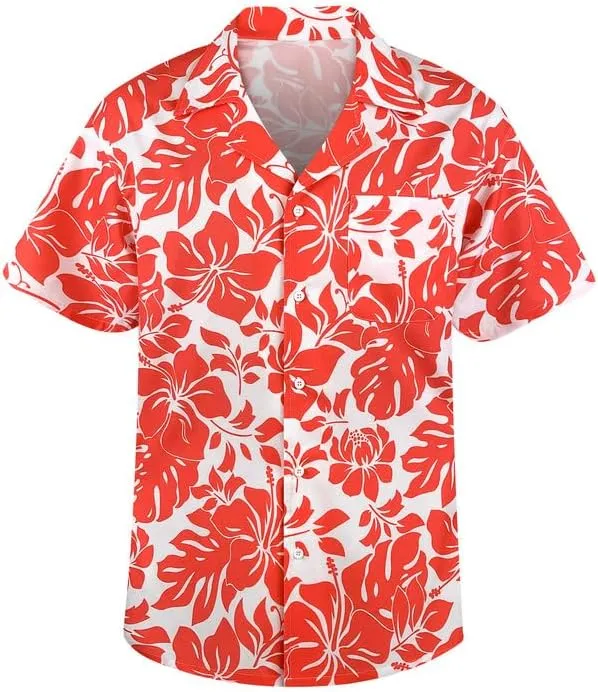 Men's Short Sleeve Hawaiian Shirt Quick Dry Loose Fit, Floral Print Tropical Cruise Beach Button Down Graffiti Aloha