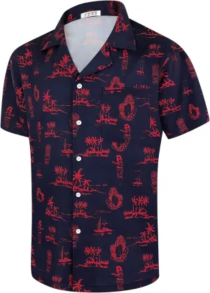 Men's Short Sleeve Hawaiian Shirt Quick Dry Loose Fit, Floral Print Tropical Cruise Beach Button Down Graffiti Aloha