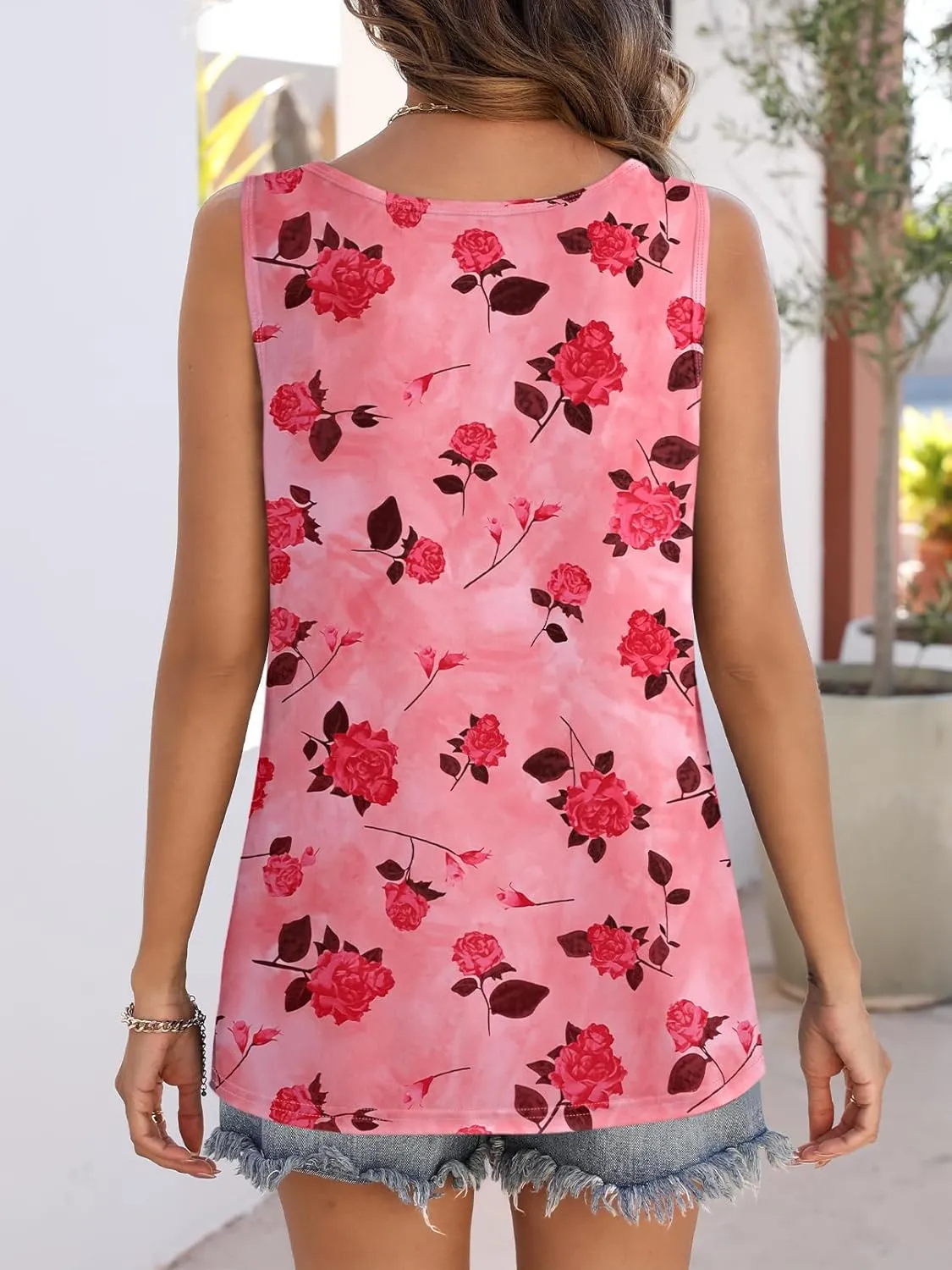 MEROKEETY Women's Summer Floral Tank Tops 2025 Vacation Boho Casual Loose Beach Sleevless Shirts