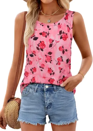 MEROKEETY Women's Summer Floral Tank Tops 2025 Vacation Boho Casual Loose Beach Sleevless Shirts